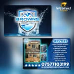 Double-sided business card designed for a professional company.