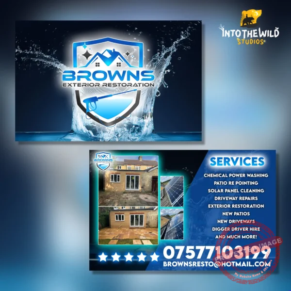 Double-sided business card designed for a professional company.