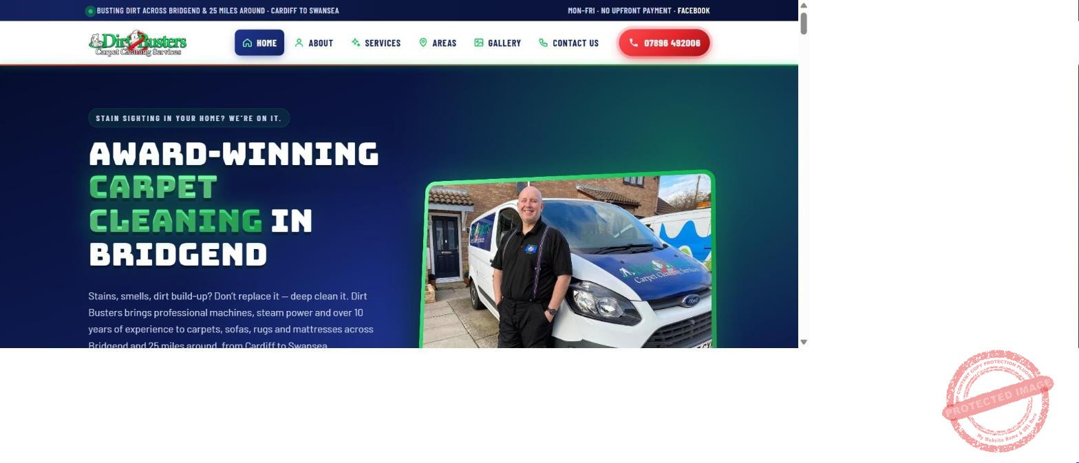 Dirt Busters Carpet Cleaning website built by Into The Wild Studios