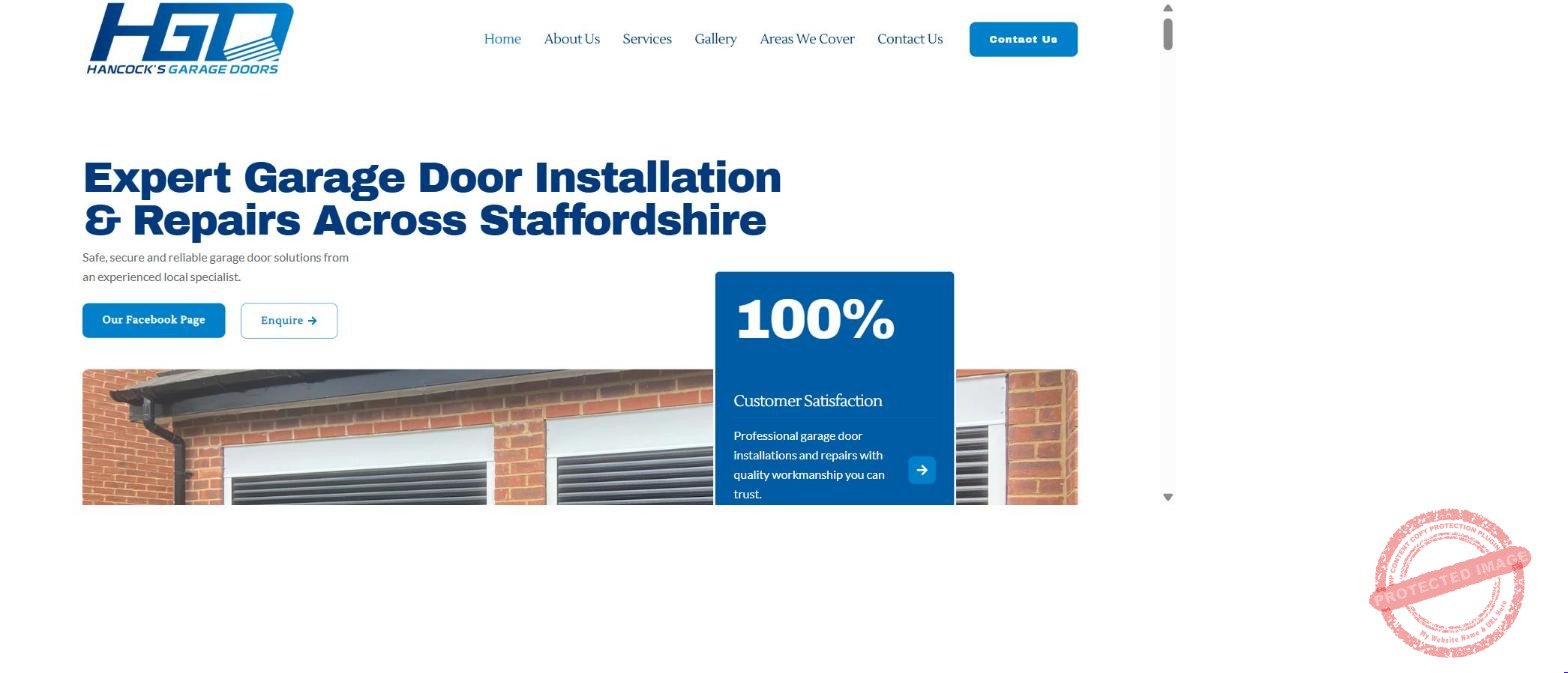 Hancock's Garage Doors website built by Into The Wild Studios